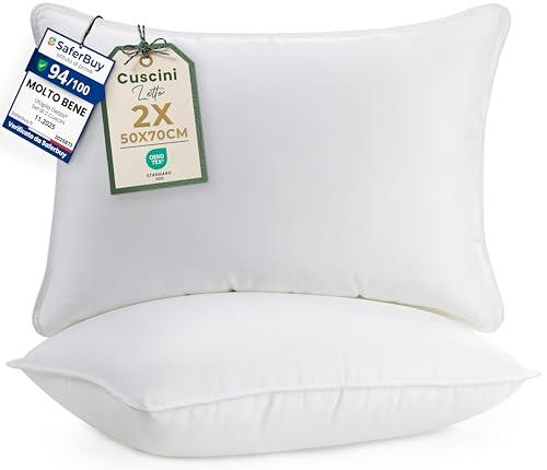 Utopia Bedding Cuscini Letto (Set di 2), 50 x 70 cm Guanciali Letto Coppia, 3D Fibra di Poliestere (Bianco)