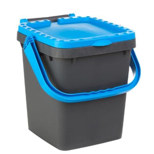 Ecoplast | Pattumiera per Raccolta Differenziata 20 Lt, Bidone Spazzatura in Plastica Riciclata, Blu, 34,5x34,5x34,5, Made in Italy