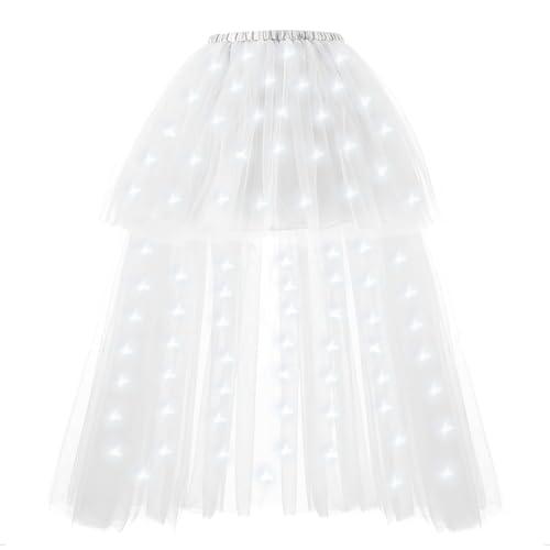 Hifot Gonna Tulle Donna Luminosa,LED Gonne in Tulle tutù Gonna con Luci a LED Luminosi per Vestito Festa Donne e Ragazze - Batteria Non Inclusa