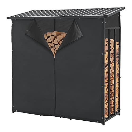 casa.pro Portalegna Coperta da Esterno Deposito in Acciaio per Legna da Ardere Legnaia con Telo Protettivo Rimovibile e Tettuccio 185 x 180 x 70 cm