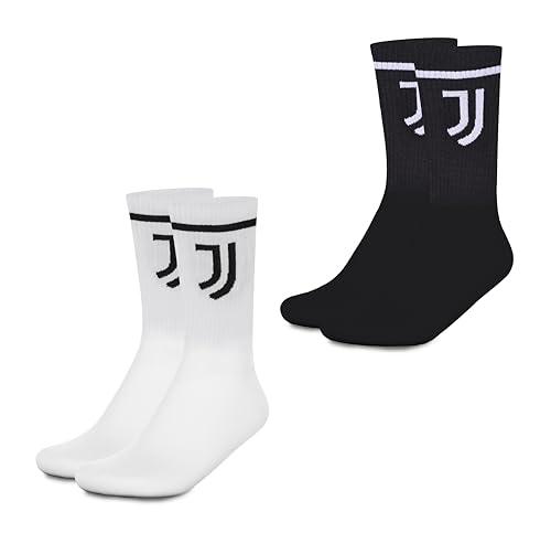 hermet Juventus, 2 Paia Calze In Spugna, Pacco da 2, Calze Sport, Tg. 39/42, Bianco Nero, Prodotto Ufficiale