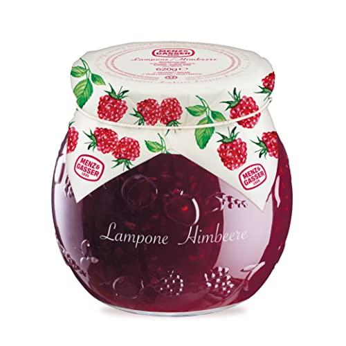 Menz&Gasser, Confettura Extra di Lamponi Edel Plus, Ideale come Colazione o Spuntino, con Frutta di Alta Qualità in pezzi, 1 Vaso x 620 g