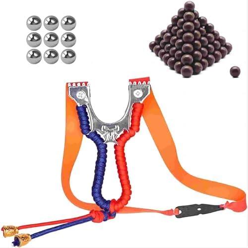 Nucalt Elastici Professionali JagdTon. Viene Fornito con Elastici e Piccolo cacciavite, 50 Sfere in Acciaio da 7 mm e 50 Palline di Fango da 8 mm.