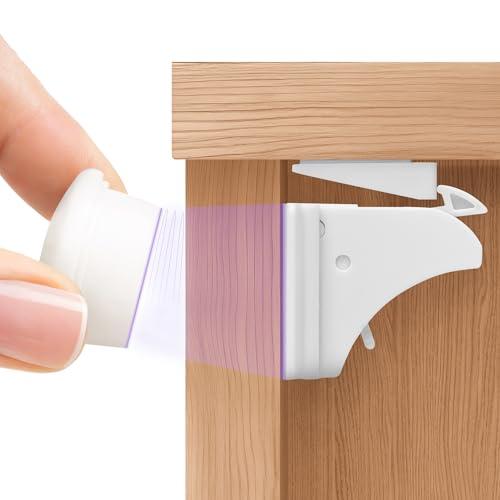 WunderHippo Chiusura Magnetica per Cassetti & Ante – 12 Serrature + 3 Chiavi – Chiusura Autoadesiva per Mobili – Blocco di Sicurezza Magnetico per Bambini