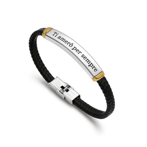 Generico Bracciale Unisex in Acciaio Inossidabile con Incisione Personalizzata – Targhetta Incidibile con Nome, Frase o Data – Idea Regalo Originale (Argento)