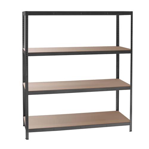 Wiltec Scaffale per carichi pesanti Nero 160x60x180cm Sistema a incastro 4 ripiani 175kg/piano