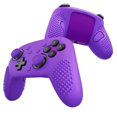 PlayVital Cover per Nintendo Switch 2 Pro Controller, Custodia Silicone Protettiva Antiscivolo per Switch 2 Pro con Copri Tasti Posteriori, Gommini e Adesivi, 3D Borchiate-Viola