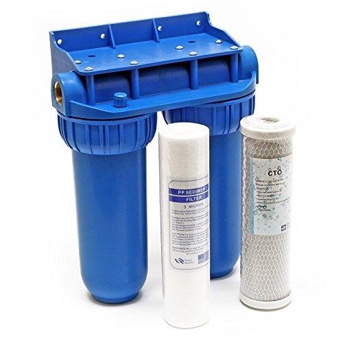 Naturewater Filtro dell'acqua a 2 livelli NW-BR10B2, con cartucce filtranti da 254 mm, attacco tubo 26,16 mm