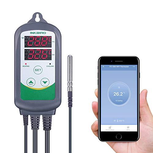 Inkbird ITC-308 WiFi Termoregolatore Digitale, Wireless Regolatore di Temperatura Termocoppia Termostato con Smart APP per Homebrewing, Allevamento, Serra, 220V