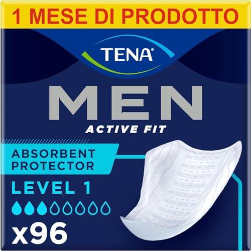 TENA MEN livello di protezione 1, Pacco Scorta Mensile - Protezioni assorbenti per perdite urinarie maschili, discreti e confortevoli, Level 1, 8 conf. x 12 pezzi