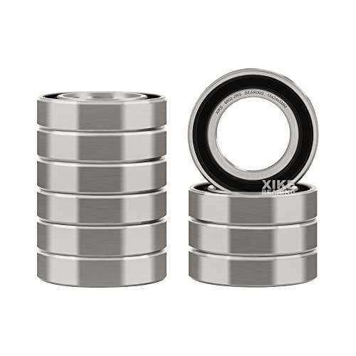 XiKe 10 Pezzi 6802-2RS Cuscinetti a sfere 15x24x5mm Acciaio cromato e Pre-lubrificati, 6802RS Cuscinetti a sfere a gola profonda con Guarnizioni in Gomma.