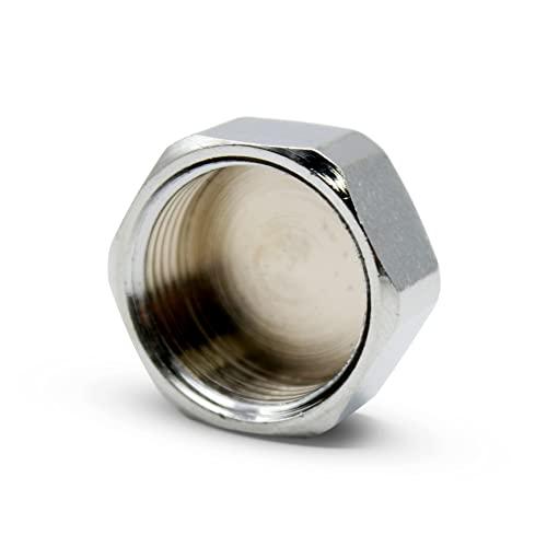 DOJA Barcelona | Tappo a Vite Femmina | Filettatura Interna | Tappo Idraulico Femmina Esagonale 3/4'' | Ottone Cromato | Tappi per Tubi Idraulici, Gas, Scarico Lavandino/Lavatrice, Rubinetto Acqua