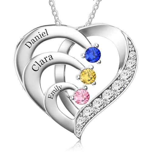 Easycosy Collana Personalizzata con Nome Inciso, Ciondolo a Cuore Personalizzato, Collana da Donna in Argento 925 per Donna, Uomo, Regalo per Natale Compleanno Matrimonio Anniversario Originale