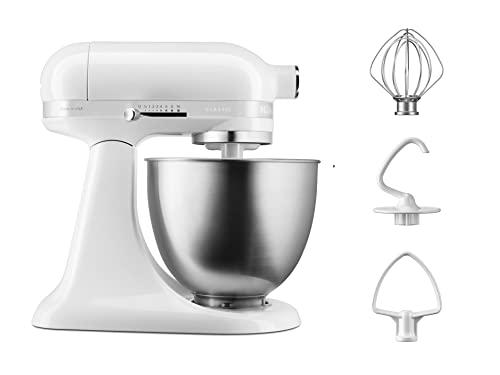 KitchenAid 5KSM3310XEWH Mini Robot da Cucina, Acciaio Inossidabile, 10 velocità, Bianco