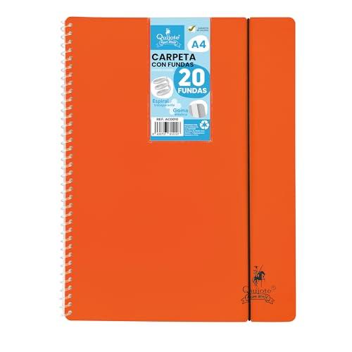 FLEXIBLE SPIRAL FOLDER STARPLAST - Organizzatori, con 20 coperture, trasparente liscio, A4, coperchio in plastica resistente. Usa ufficio, scuola, personale - Colore Arancione
