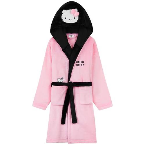 Hello Kitty Sanrio Vestaglia Pile Bambina Adolescenti con Cappuccio, Pile Accappatoio Piscina Bambina, Anime Regalo Ragazza (9-10 Anni, Rosa Hello Kitty)