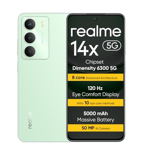 realme 14X 5G Smartphone 6+128 GB, Dimensity 6300 5G, Display da 120 Hz, Resistenza agli urti di grado militare, Fotocamera AI da 50 MP, Batteria di lunga durata da 5000 mAh, Verde