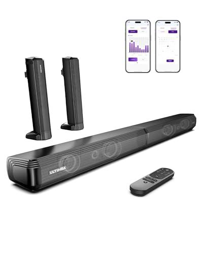 ULTIMEA 2.2ch Soundbar Staccabile 2 in 1 con App, Soundbar TV Bluetooth 5.3, 3 Modalità di Equalizzazione, Altoparlanti con Bassi Regolabili, ARC/Ottico/Aux, Apollo S40 Pro (Modello 2025)