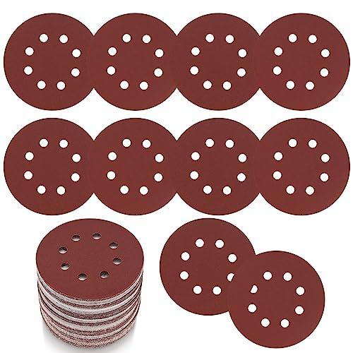 30 Pezzi Dischi Abrasivi 125 mm, Disco Abrasivo a Grana 240, Carta Vetrata 8 Fori in Rosso, Tamponi Abrasivi per Levigatrici Orbitali Casuali Smerigliatrice da Parete