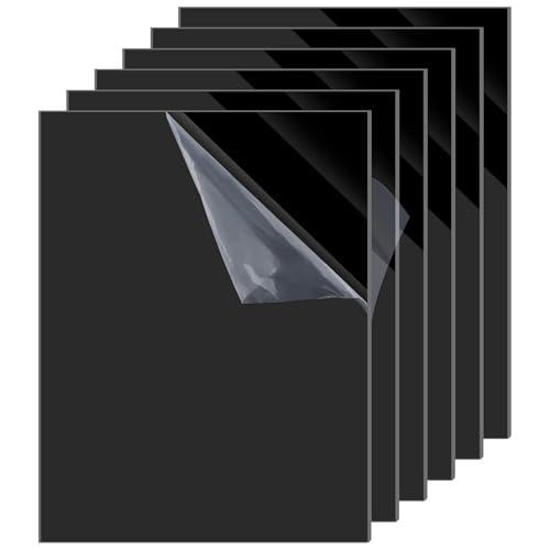 dabinzhijia 6 Pezzo 20x30cm Foglio Acrilico Nero, Lastra Plexiglass Rigida, Pannello Acrilico per Sostituzione Vetro Cornice Foto, Decorazione, Resistente all'umidità e Facile da Tagliare