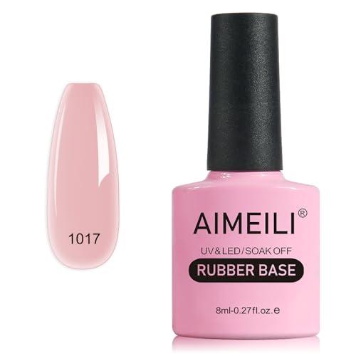 AIMEILI Rubber Base Rinforzo Semipermanente 8ml 5 in 1 Gel Ricostruzione Autolivellante Unghie per Semipermanente Strengthening Nail Polish - 1017