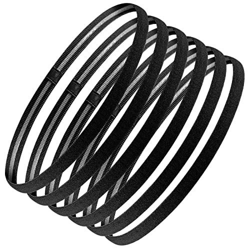 6 Pezzi Sportiva Fascia Capelli Nera, Fasce Sottile Antiscivolo, Elastico Capelli Uomo e Donna per Sport Yoga Calcio Basket Jogging Bicicletta Tennis