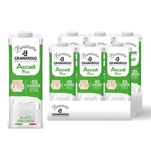 Granarolo Benessere Accadì Plus Scremato UHT, 6 Confezioni da 1L, da Latte 100% Italiano, Facile da Digerire perché Senza Lattosio (<0,01%), a Lunga Conservazione