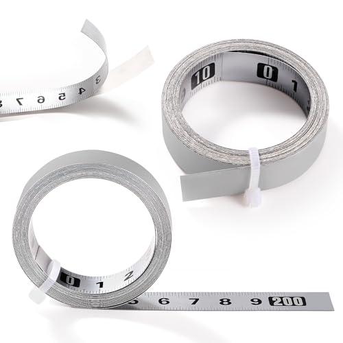 YIXISI 2 Pezzi 2m Nastro di Misurazione Autoadesivo, Righello Autoadesivo con Sistema Metrico, Metro a Nastro Autoadesivo, Sinistra a Destra Metro a Nastro, per Banco Lavoro e Macchine, Argento