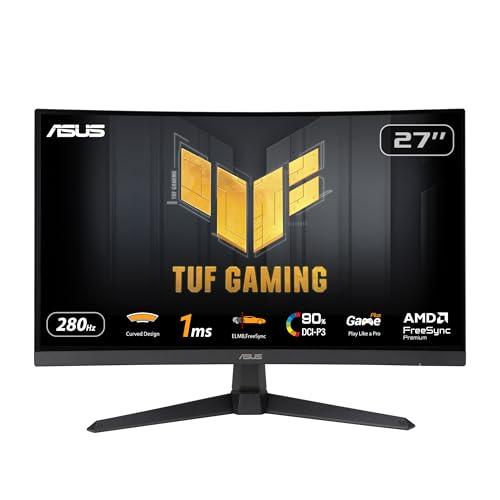 ASUS TUF Gaming VG27VQM1B Monitor Gaming Curvo da 27” pollici Full HD (1920x1080), 280 Hz ELMB, Tempo di Risposta 1 ms, FreeSync Premium, 90% DCI-P3, DisplayWidget Center, Nero