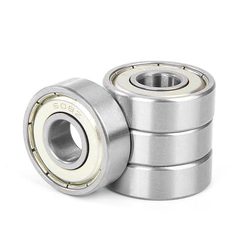 4 Pezzi 608ZZ Cuscinetti a Sfera 8x22x7mm Doppia Protezione Metallica, Acciaio Cromato, Pre-Lubrificati, 608-2Z Cuscinetto Radiale a Sfere in Miniatura per Pattini, Skateboard, Longboard, Scooter