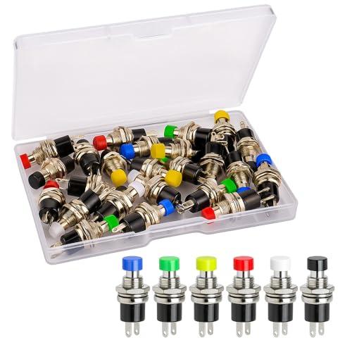 Gebildet 24pezzi 7mm Mini Pulsante Momentaneo 3V-6V-12V-24V-230V/1A, SPST Normale Aperto 2Pin Pulsanti Temporanei per Modellismo Ferroviario Hobby