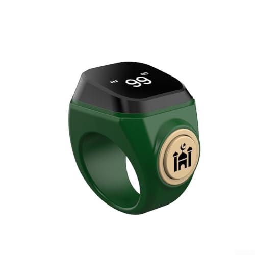 Smart Tasbih - Contatore ad anello, 3 dimensioni, ricaricabile, impermeabile, con cavo (22 mm, verde)