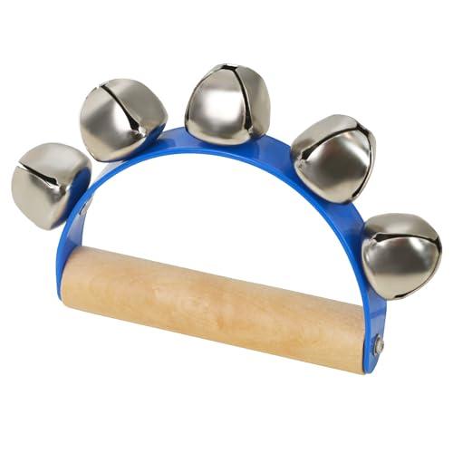 A-Star 5 Bell Jingle Shaking Sleigh Bell Handbell con manico in legno - blu