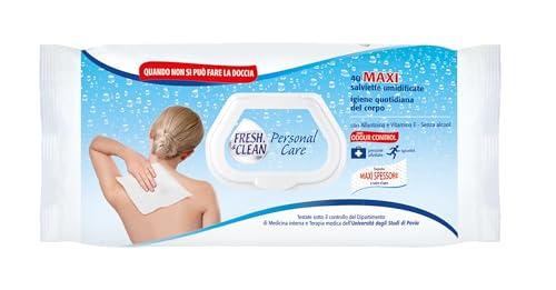Fresh & Clean - Salviette Personal Care Corpo, Maxi Spessore, con Allantoina e Vitamina E, Ideali per l'igiene di Anziani o Disabili o dopo la Palestra, 40 pezzi