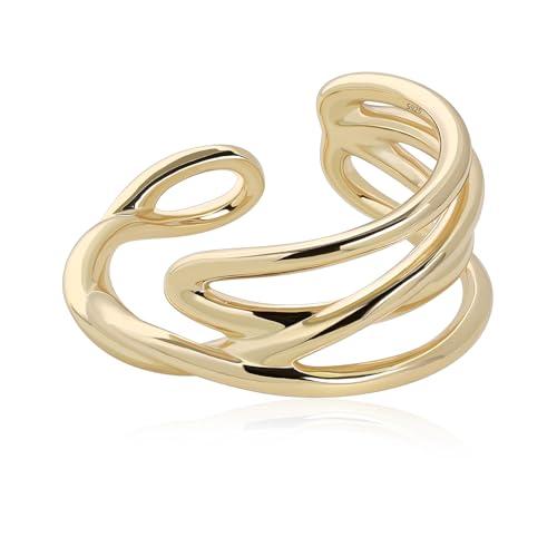 Meissa Anello Argento 925 Donna Anello Regolabile Donna Anelli Oro pollice Impilabile Anelli fascia moda Gioielli d'autunno Regalo Donna Compleanno con Confezione (Oro（02）)