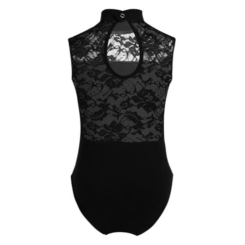 Freebily Body da Danza Classica Balletto Ginnastica Leotards Senza Maniche Collo Alto Bodyduit Pizzo Vestito da Ballo Latino Ragazza Pattinaggio Artistico nero 13-14 anni
