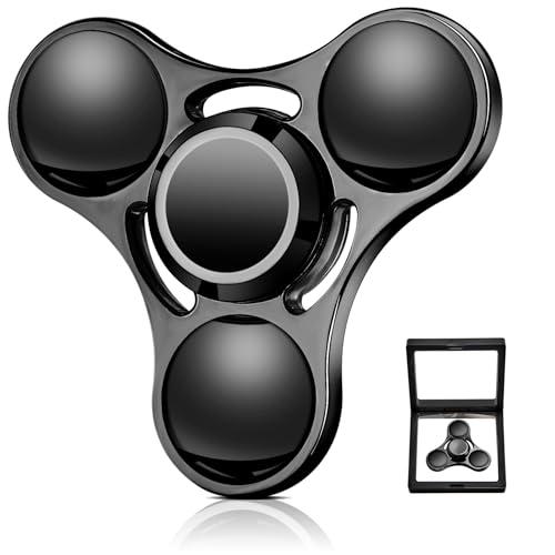 SCIONE 1PC Fidget Spinner in Metallo – Trottola ad Alta Velocità per Adulti & Bambini – Gioco Sensoriale Anti-Stress con Cuscinetti Rimovibili – Perfetto per Ufficio, Scuola & Regali (Nero)