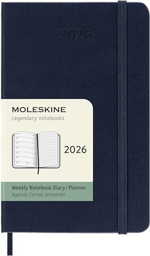 Moleskine Weekly Planner, Agenda Settimanale 2026 12 Mesi Con Spazio Per Note, Con Copertina Rigida e Chiusura Elastica, Formato Pocket 9 x 14 cm, Colore Blu