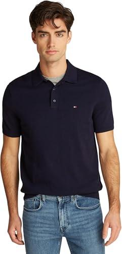 Tommy Hilfiger Uomo Maglietta Polo Maniche Corte Essential Cotton Knitted Grossa, Blu (Desert Sky), XL