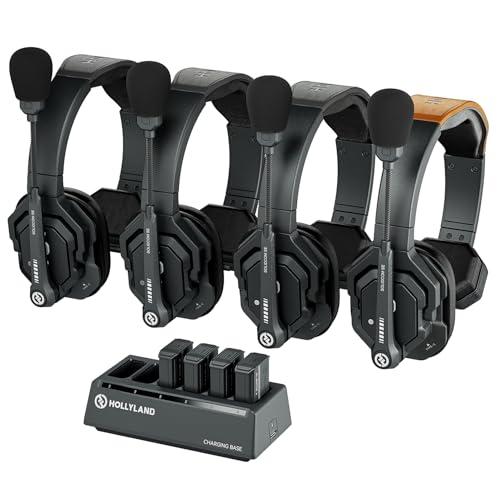 Hollyland Solidcom SE 2.4G Wireless Intercom Headset System Full Duplex 4 utenti ENC Cancellation 350m Team Comunicazione con PTT Mute Single Ear Headset per TV Film Production Drone (SE-4S)