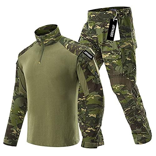 JOYASUS Pantaloni Traspiranti Multitasche Airsoft Camicia Mimetica Camo Abbigliamento Militare Militare per Uomo M