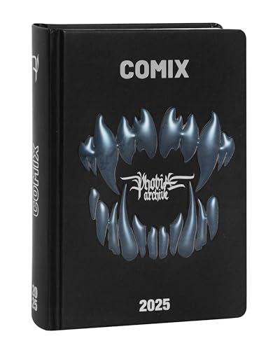 COMIX - Diario Giornaliero 2025 Limited Fashion Edition, Diario Scuola per Ragazzi e Ragazze, con Copertina Rigida e Grafica Skull, Sticker Esclusivi, Interno 100% Comix, 12x16,5 cm