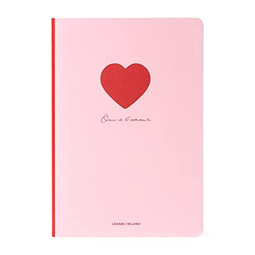 Legami - Quaderno a Righe, Formato A5, Medium, 14,2 x 21 cm, Carta Bianca, 80 Pagine, HEART, A5NOT0056