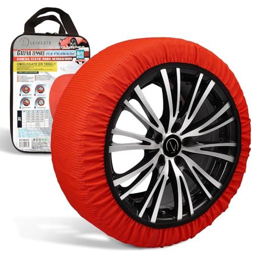 LEIVESTE-Calze da Neve Omologate Italia EN 16662-1 2020 2 Catene da Neve in Tessuto per Auto，Montaggio Facile in 2 Minuti (M)