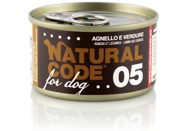 Natural Code Cibo Umido Per Cane Cani Dog al gusto Agnello E Verdure 12 LATTINE DA 90GR CADAUNO