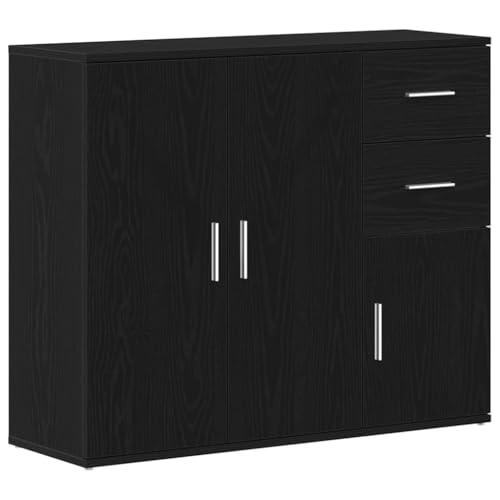 vidaXL Credenza Rovere Nero 91x29,5x75 cm in Legno Multistrato, credenza in Legno, armadietto portaoggetti, Mobile con cassetti, armadietto in Legno