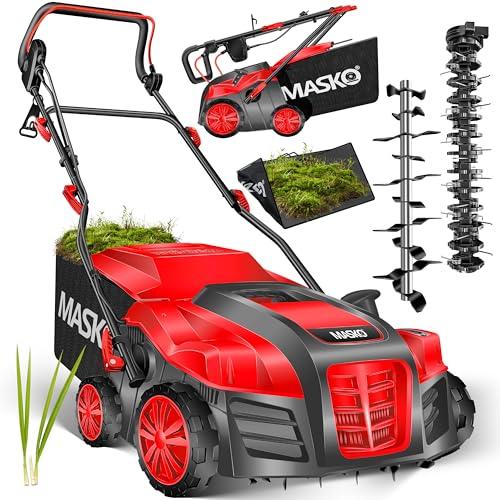 MASKO® Scarificatore arieggiatore elettrico 2in1 per prato -1800 Watt - larghezza di lavoro 40 cm - sacco di raccolta da 55L - incl. rullo arieggiatore - aeratore per rimozione muschio