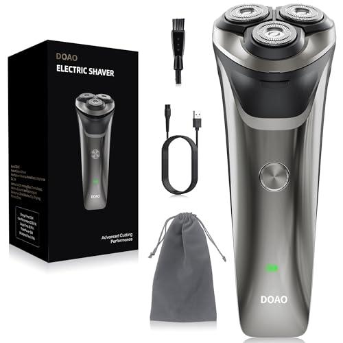 Rasoio Elettrico Barba, 100% impermeabile, delicato sulla pelle sensibile, rasoio barba uomo rotanti Wet & Dry, rifinitore pop-up, 120 minuti di rasatura, ricarica rapida in 1,5 ore