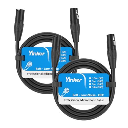 Yinker 2 pezzi cavo XLR Male-Female 3m cavo microfono XLR 3 poli maschio-femmina 2 pezzi per apparecchiature audio e sonore 3m