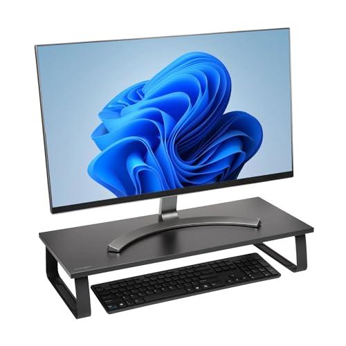 Kensington Supporto per monitor extra largo, rialzo ergonomico in metallo per monitor da scrivania, fino a 32 pollici e 20 kg, per PC, schermi, iMac, laptop, stampanti (60 x 12 x 26 cm) K55726EU Nero
